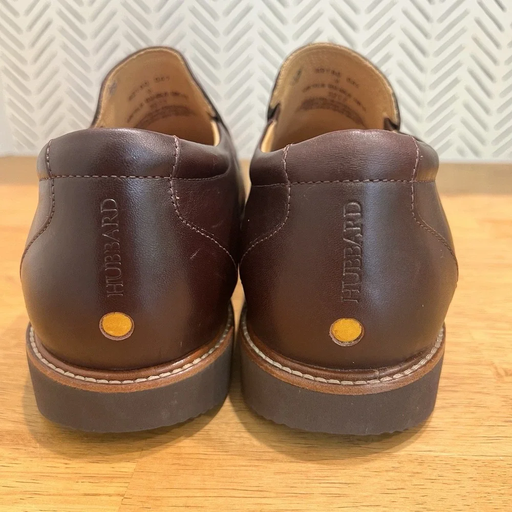 Men's Brown Leather Penny Loafers - Classic Slip-On Dress Shoes